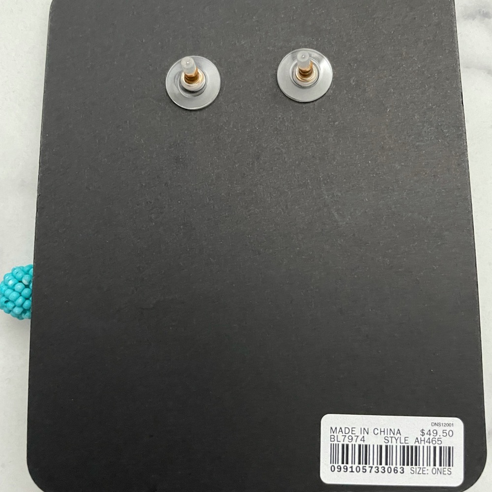 JCREW Beaded Crochet Earrings NWT OS Aqua - Picture 6 of 6